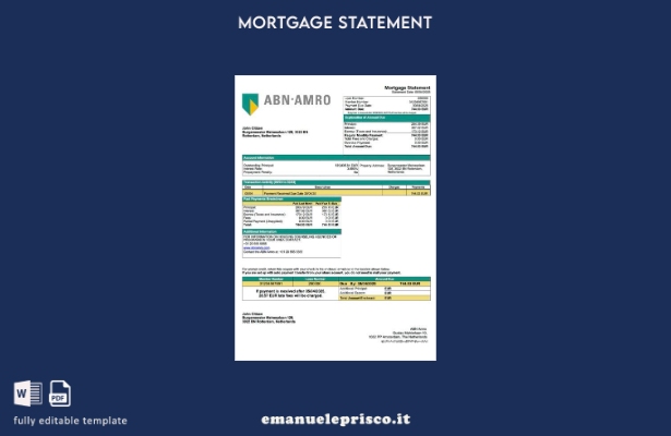 stile verificato Dichiarazione di mutuo olandese ABN Amro Modello Word e modello